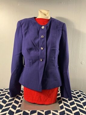 Purple Women's Tailored Button-Front Jacket and skirt set